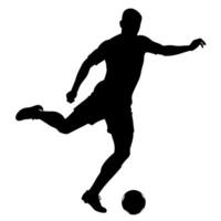 A soccer player kick the ball silhouette, white background vector