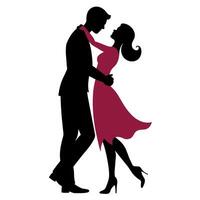 Man hugs woman Romantic moment silhouette vector