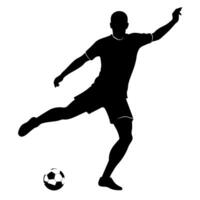 A soccer player kick the ball silhouette, white background vector