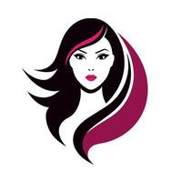 productos cosméticos tienda logo Arte ilustración con mujer cara vector