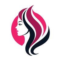 productos cosméticos tienda logo Arte ilustración con mujer cara vector