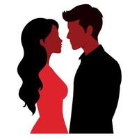 Couple of young people standing and embarrassing each other silhouette vector