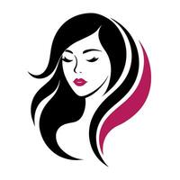 Cosmetics shop logo art illustration with woman face vector