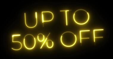 Up to 50 Percent Off Neon Text Animation video