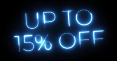 Up to 15 Percent Off Neon Text Animation video