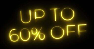 Up to 60 Percent Off Neon Text Animation video