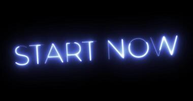 Start Now Neon Text Animation video