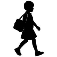 A school child going to school with school bag silhouette vector