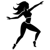 hembra hip hop bailando figura silueta en un blanco antecedentes vector