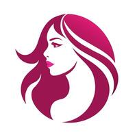 productos cosméticos tienda logo Arte ilustración con mujer cara vector