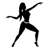 female hip-hop dancing figure silhouette on a white background vector