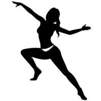 female hip-hop dancing figure silhouette on a white background vector