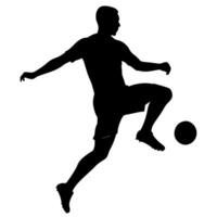 A soccer player kick the ball silhouette, white background vector