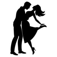Man hugs woman Romantic moment silhouette vector
