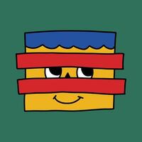 hand drawn cute box character illustration vector