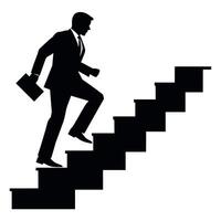 Businessman is going upstairs black color illustration, silhouette, white background vector