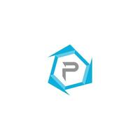 Letter P professional logo icon for tech business vector