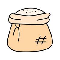 Sack of flour in doodle style. vector