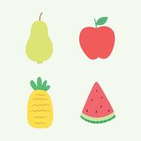 cute tropical fruits set flat illustration vector