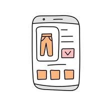 Online store in doodle style. isolated on white background vector