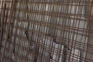 Set of iron mesh for concrete casting in the construction site rusty electro welded net on the building site to favor the pouri photo