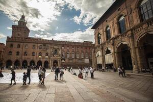 BOLOGNA ITALY 17 JUNE 2020 Piazza Maggiore in Bologna Italy photo