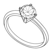 Sleek outline icon of a diamond ring in, perfect for jewelry designs. vector