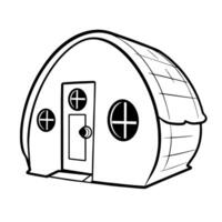 Rustic hut outline icon. vector