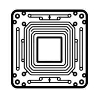 Clean outline icon of a computer microchip in, perfect for technology designs. vector