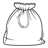 Minimalist cloth bag outline icon for versatile use. vector