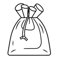 Minimalist cloth bag outline icon for versatile use. vector