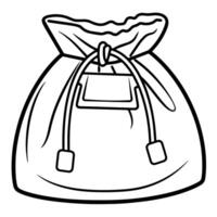 Minimalist cloth bag outline icon for versatile use. vector