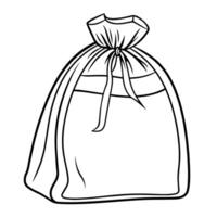 outline icon of cloth bag with drawstring. vector