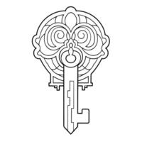 Classic key outline icon. vector