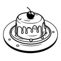 Tempting outline icon of a chocolate lava cake for indulgent designs. vector