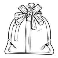 outline icon of cloth bag with drawstring. vector
