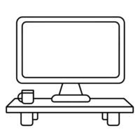 outline icon of a computer monitor for tech designs. vector