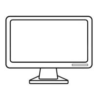 outline icon of a computer monitor for tech designs. vector