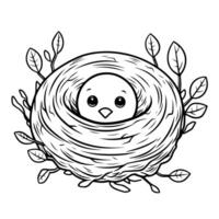 Minimalist nest outline icon for nature-themed designs. vector