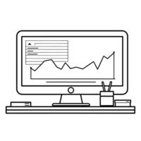 outline of an analytics chart icon for data-driven designs. vector