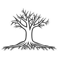 illustration of a tree with roots outline icon, ideal for nature and ecology designs. vector