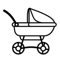 outline icon of baby buggy. vector