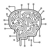 outline icon of algorithm brain. vector