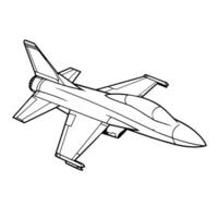 Dynamic outline icon of an armed fighter jet for graphic designs. vector