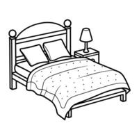 pulcro cama contorno icono para minimalista diseños vector