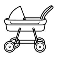 outline icon of baby buggy. vector