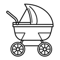 outline icon of baby buggy. vector