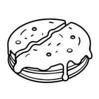 outline icon of bitten biscuit. vector