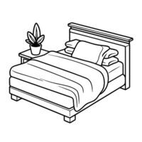 pulcro cama contorno icono para minimalista diseños vector