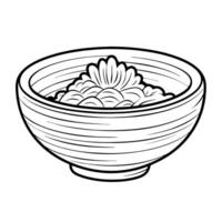 Minimalist outline icon of a rice bowl for versatile designs. vector
